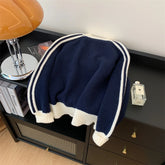 Contrast Color Zipper Knit Sweater